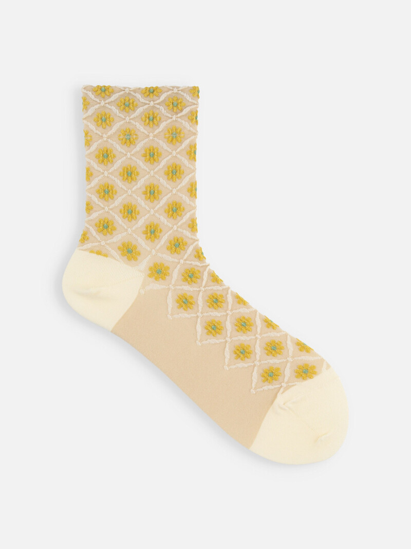 Socquette motif fleurs flottantes