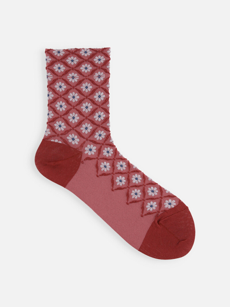 Socquette motif fleurs flottantes