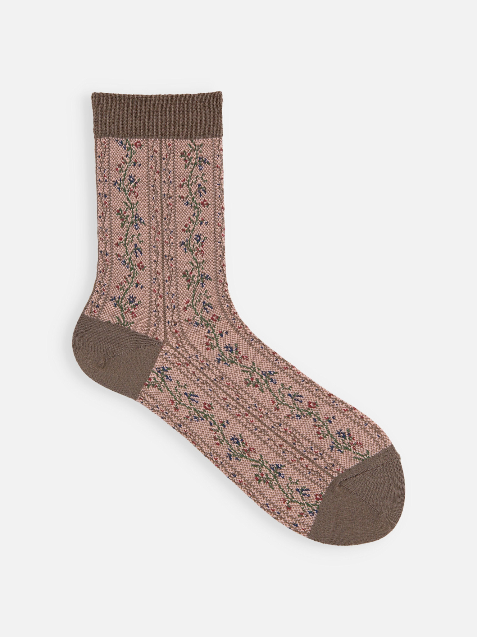 Crew-Socken aus Wolle mit Blumengirlande