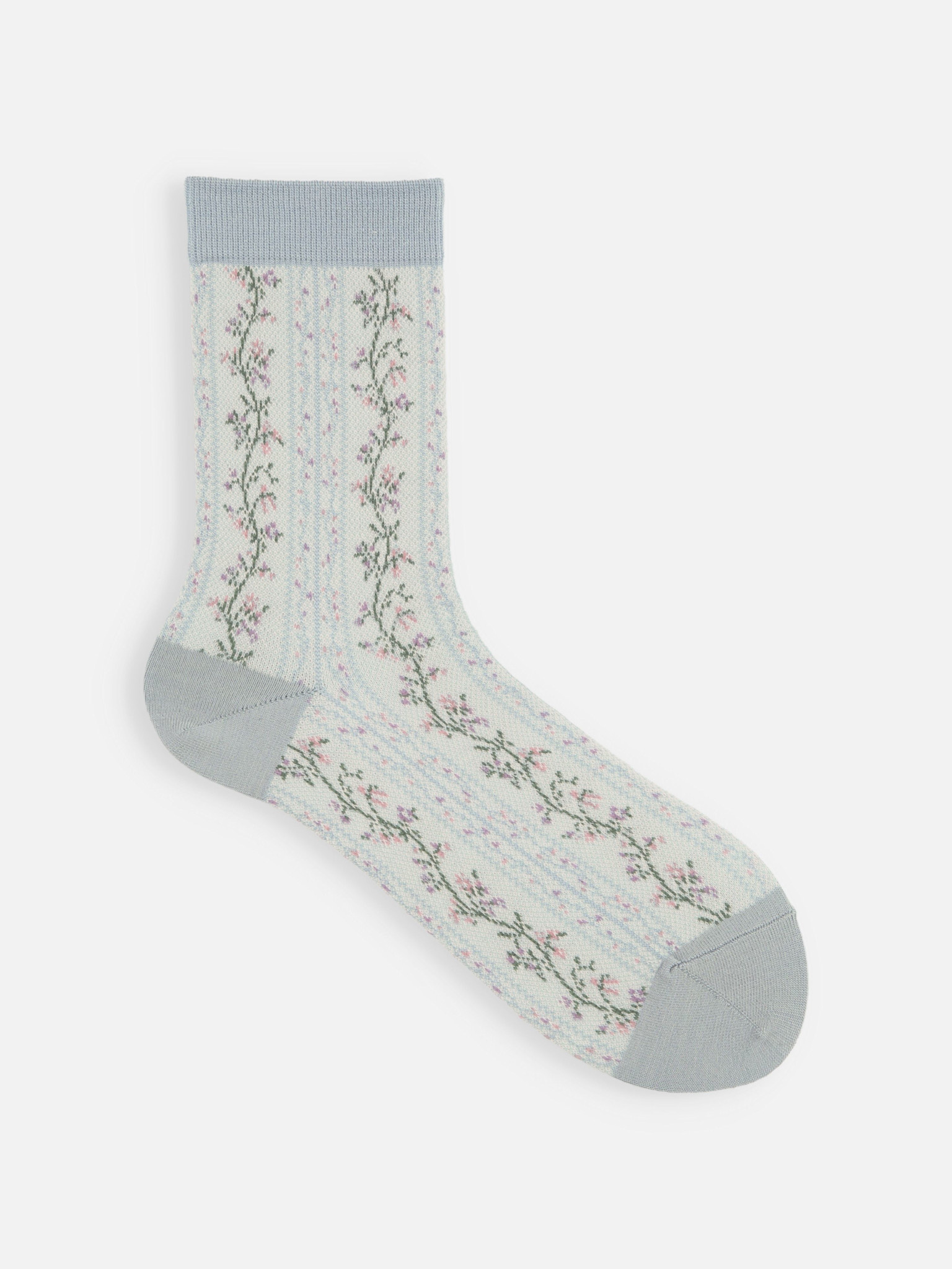Crew-Socken aus Wolle mit Blumengirlande