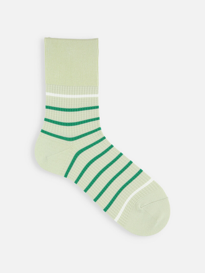 Mi-chaussette rayures bicolore en maille gaufrée