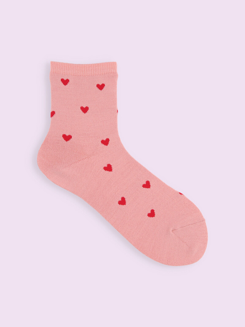 Niedrige Crew-Socken mit Herzmuster