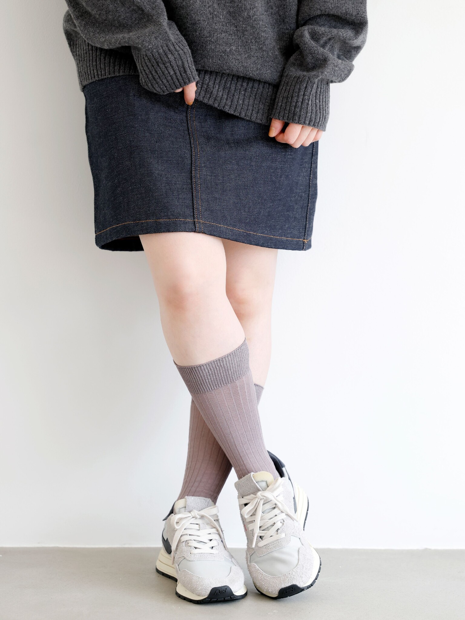 Calzini larghi a coste sottili da 3/4 a metà polpaccio