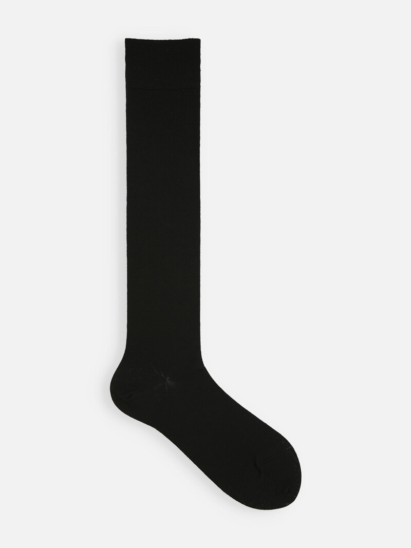 Chaussette haute unie en laine Mérinos fine Premium