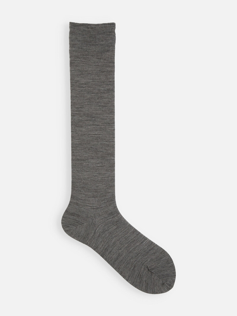 Chaussette haute unie en laine Mérinos fine Premium