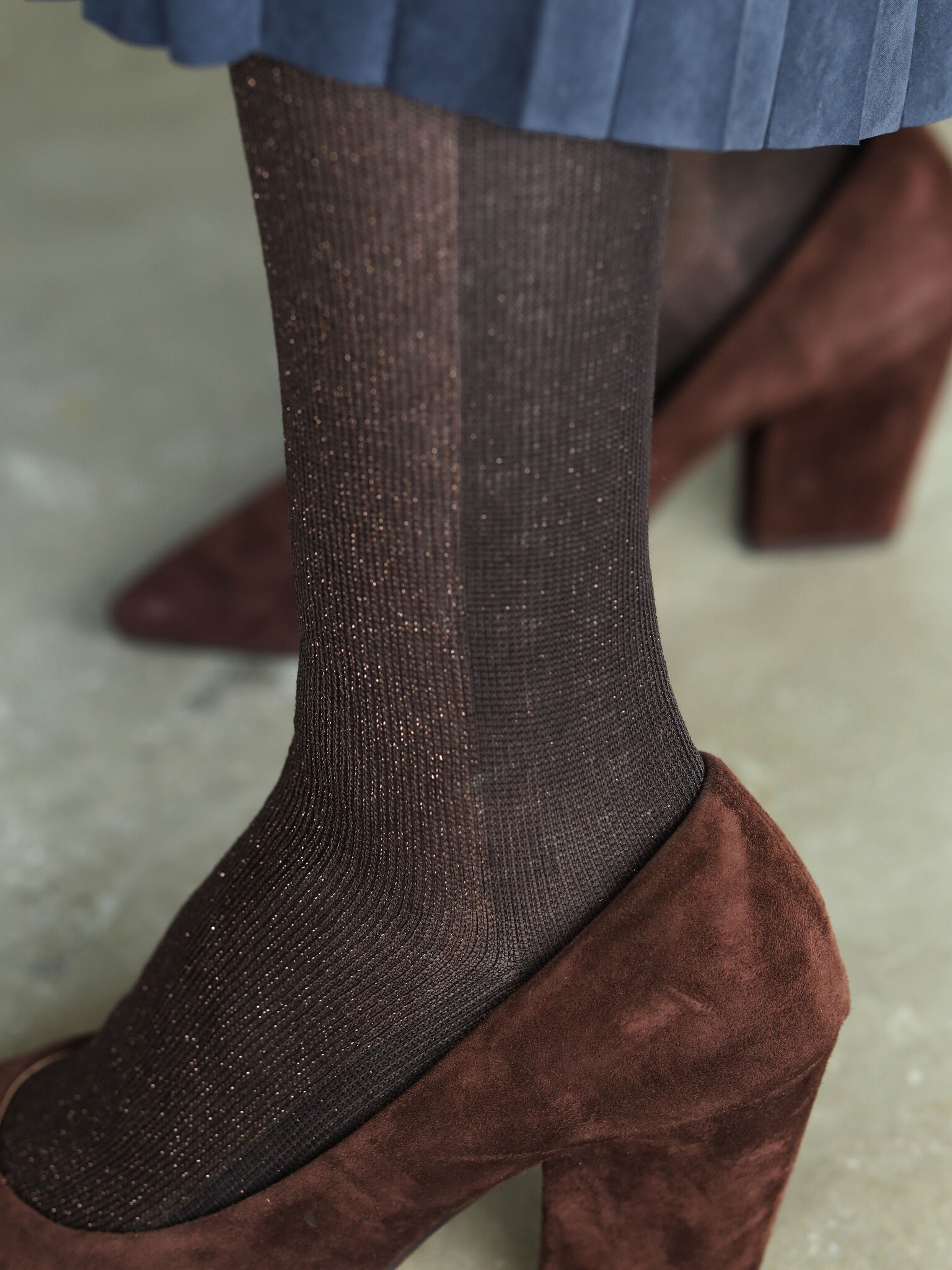 Sparkly Panel Bicolour Low Crew Socks