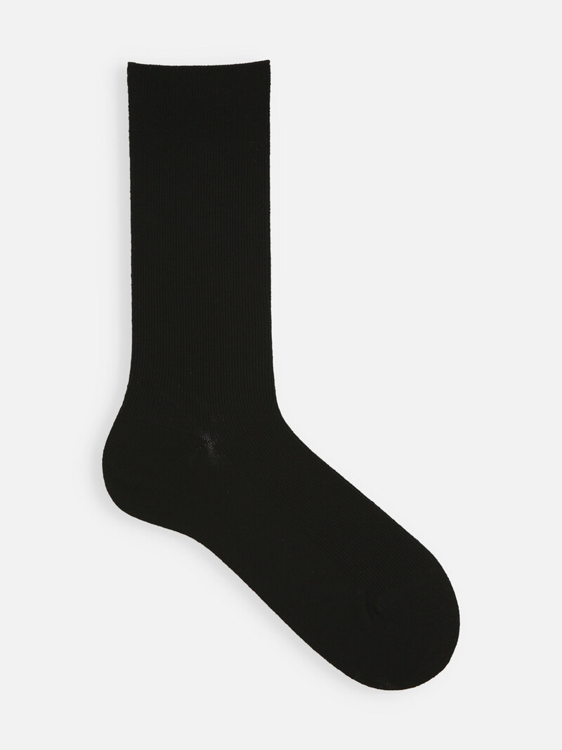 Meias médias de lã Merino com nervuras luxuosas 1x1 M