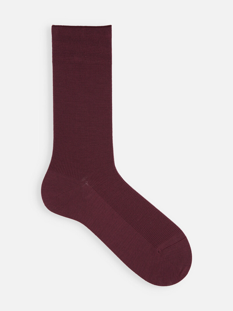 Meias médias de lã Merino com nervuras luxuosas 1x1 M