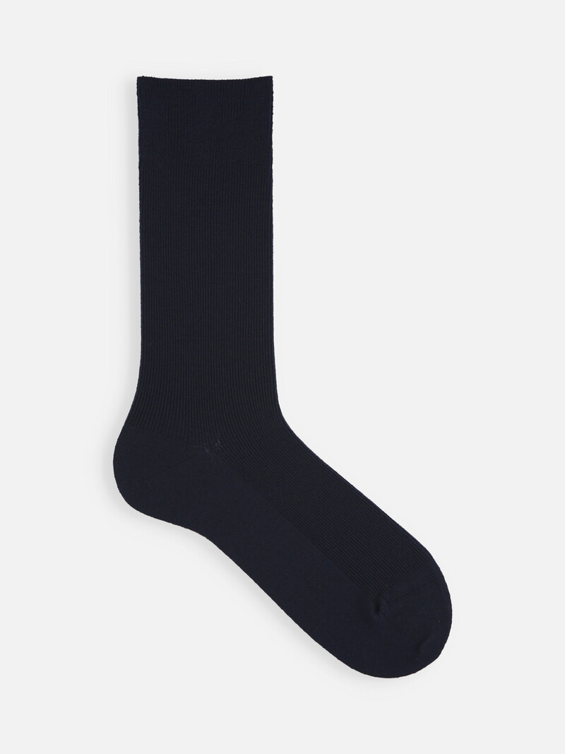 Meias médias de lã Merino com nervuras luxuosas 1x1 M