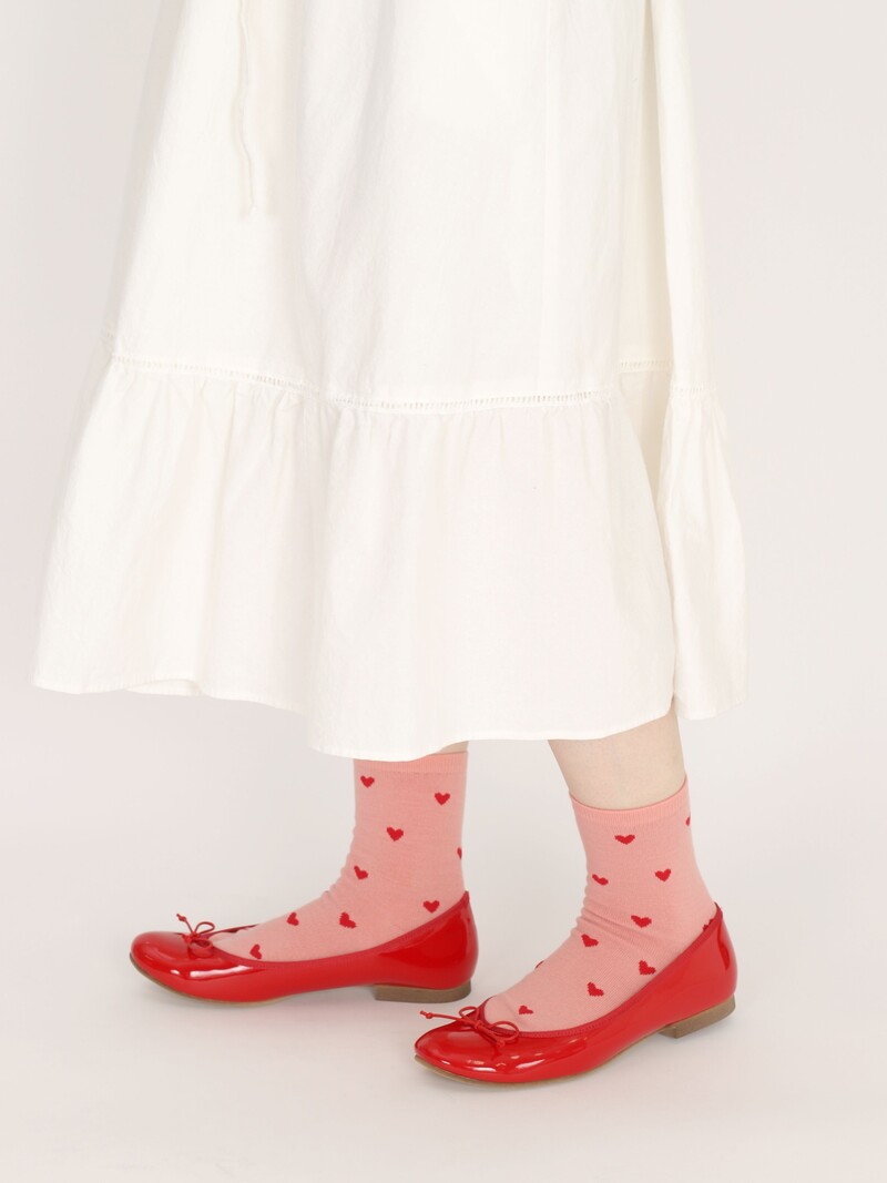 Heart Pattern Low Crew Socks