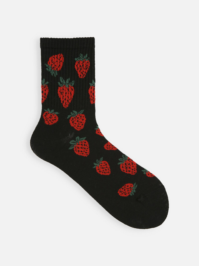 Socquette côtes motif fraises