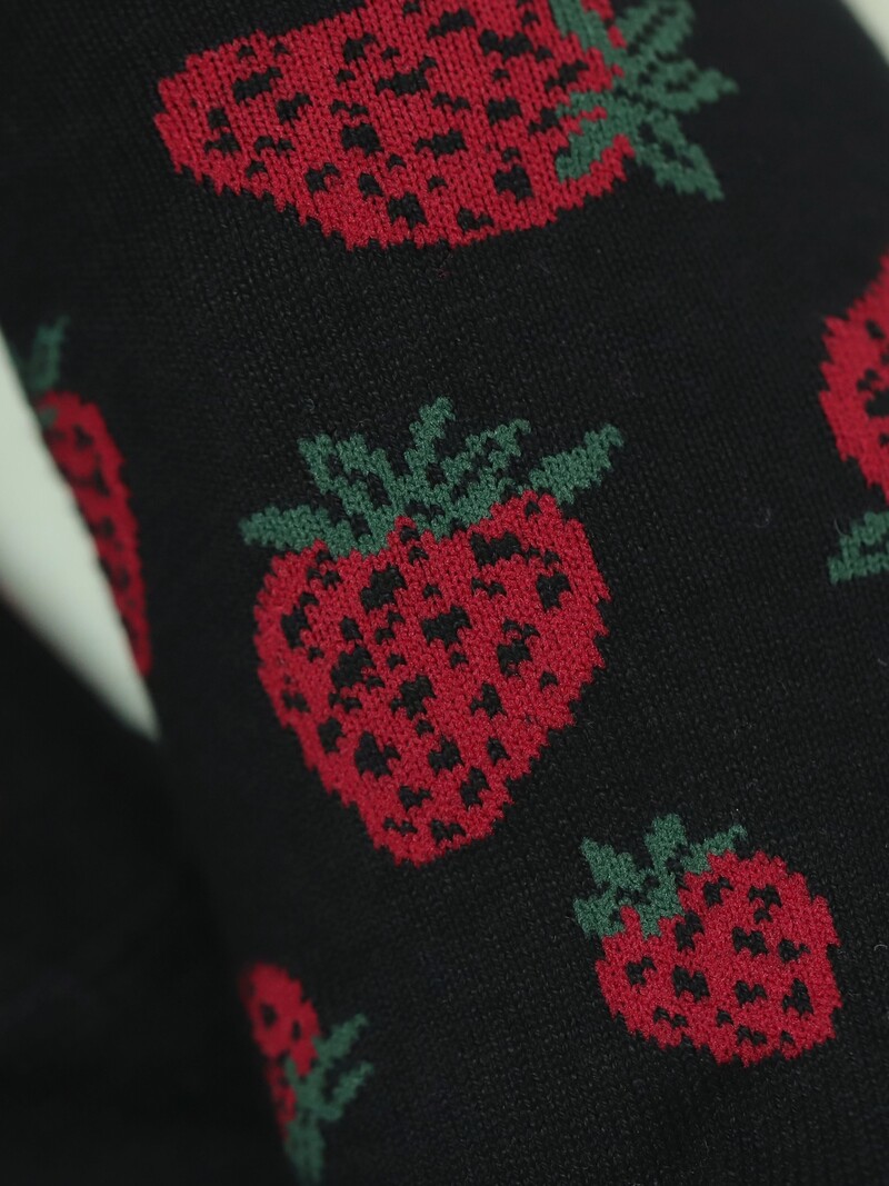 Socquette côtes motif fraises
