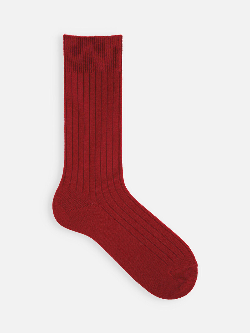 Mi-chaussette cachemire côtes 5x1 S