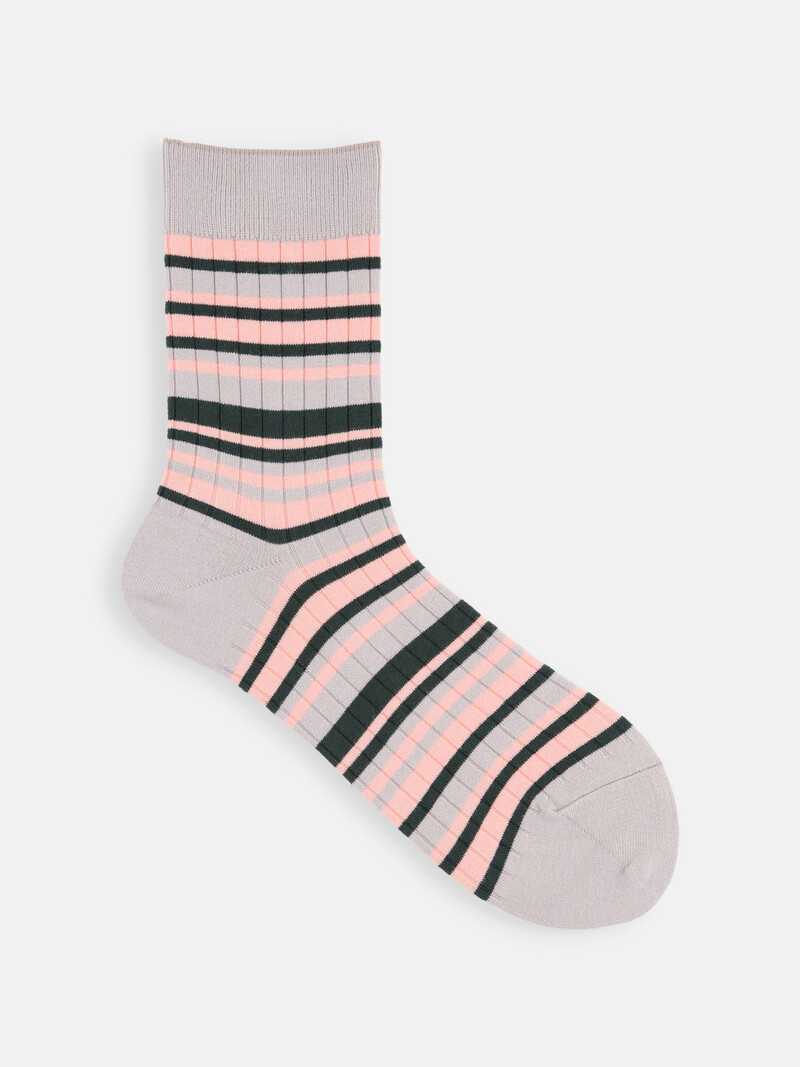 Mi-chaussette côtes multi-rayures S