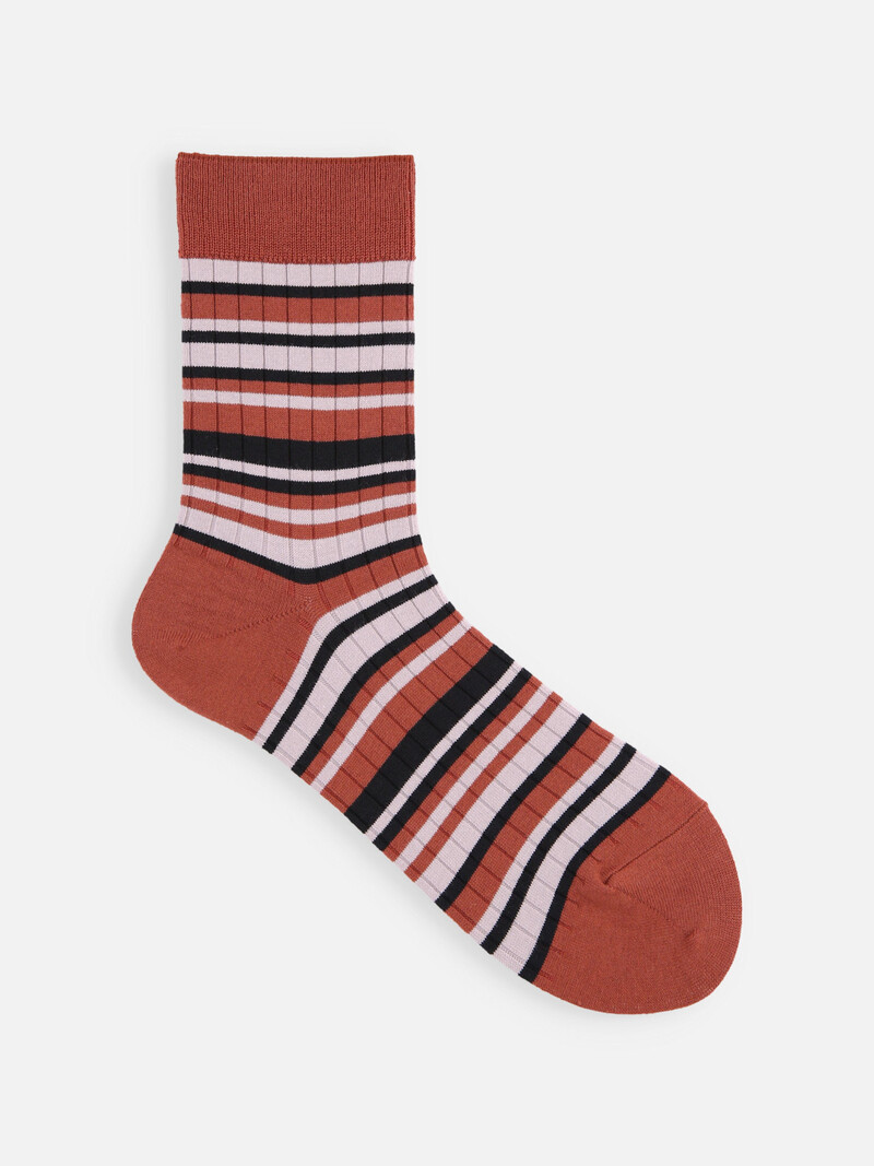 Mi-chaussette côtes multi-rayures S