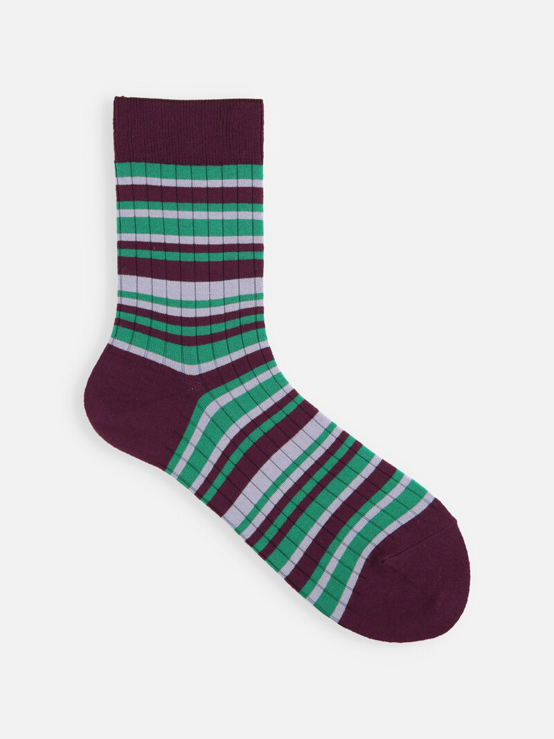Mi-chaussette côtes multi-rayures S