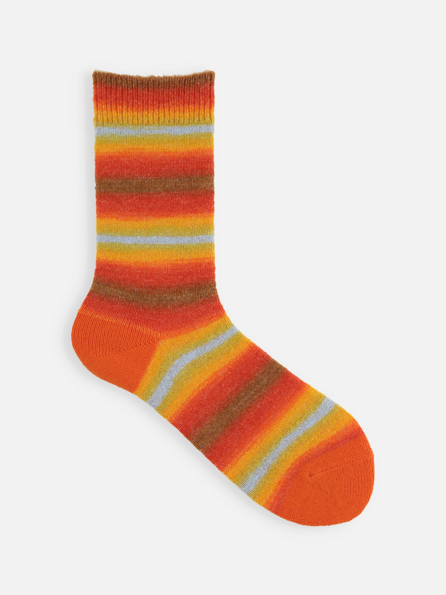 Meias de lã mista com listras degradê até a panturrilha