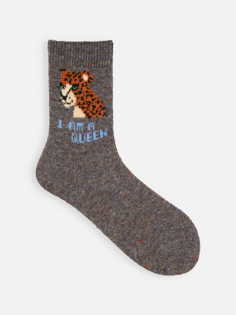 Leopard Queen Low Cerw Socken aus Wollmischung