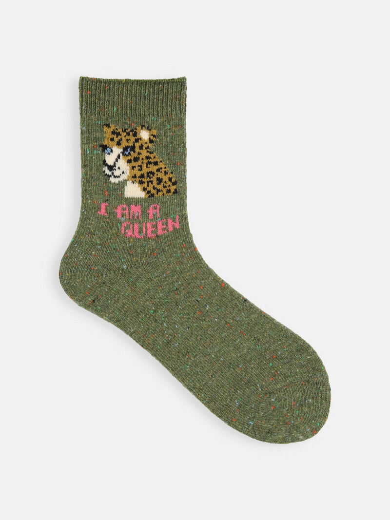 Leopard Queen Low Cerw Socken aus Wollmischung