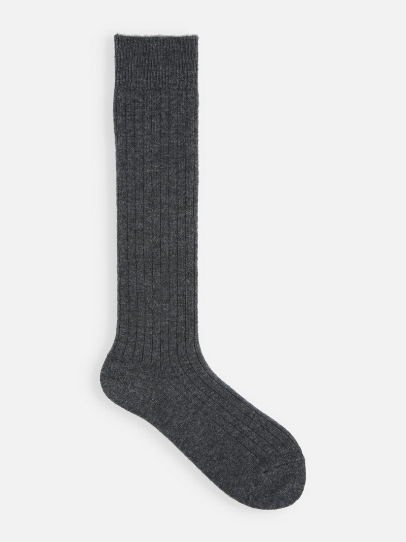 Meia alta canelada de cashmere 5x1 S