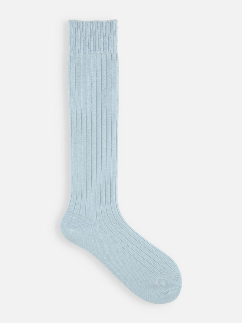 Chaussette haute cachemire côtes 5x1 S