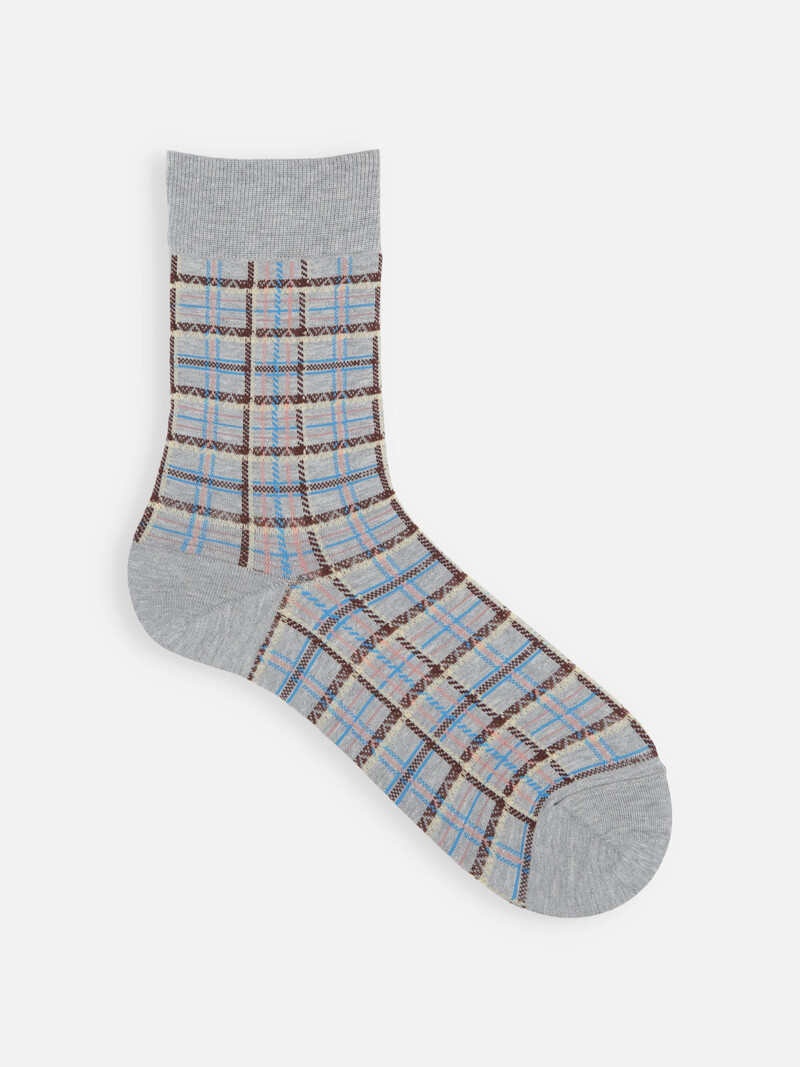 Mi-chaussette carreaux colorés