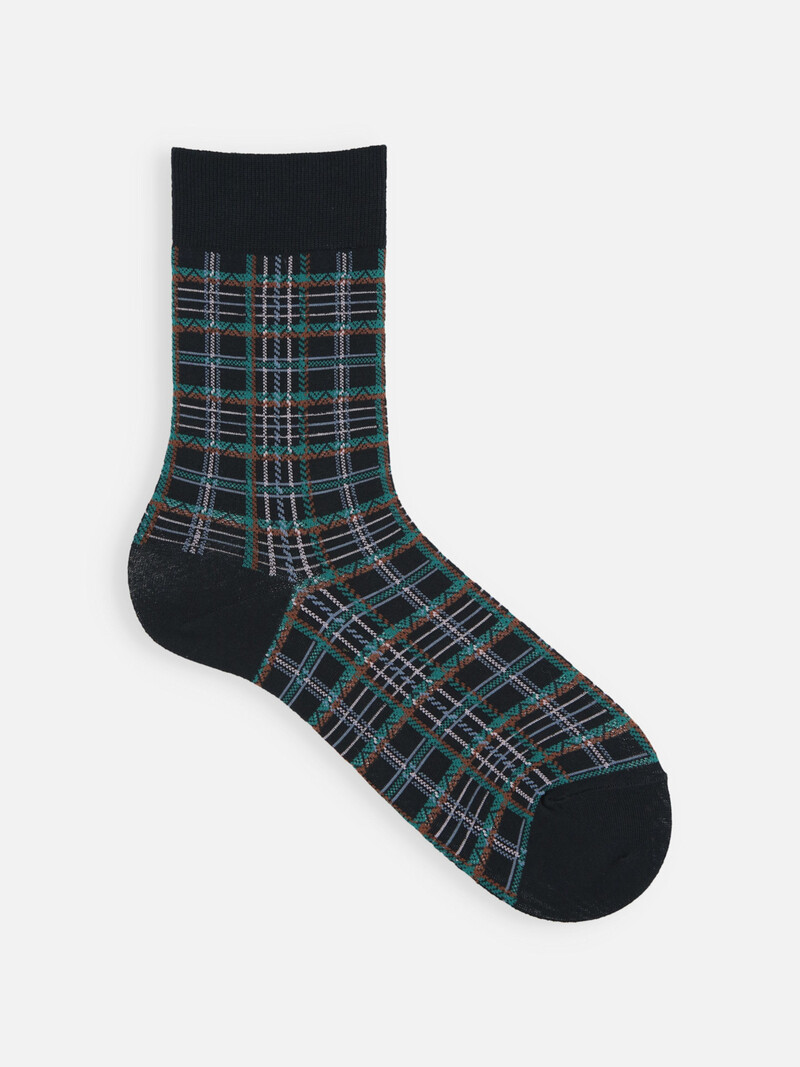 Mi-chaussette carreaux colorés