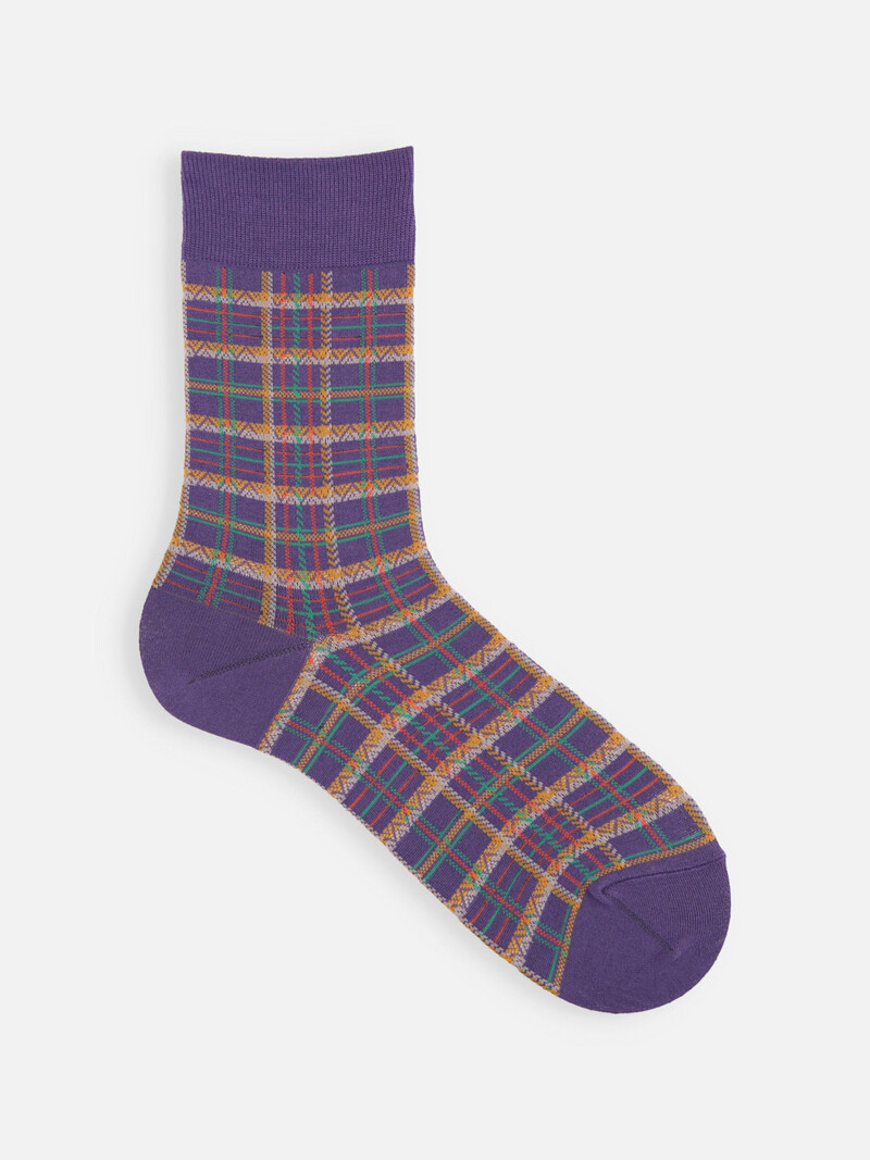 Mi-chaussette carreaux colorés