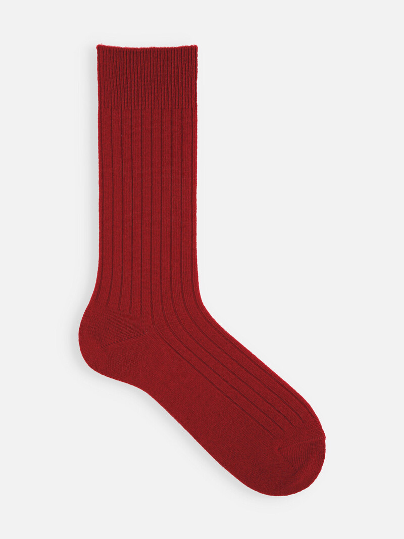 Mi-chaussette cachemire côtes 5x1 M