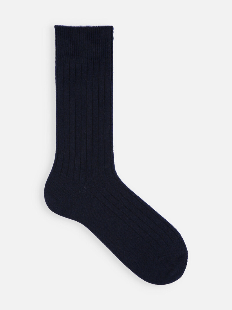 Mi-chaussette cachemire côtes 5x1 M