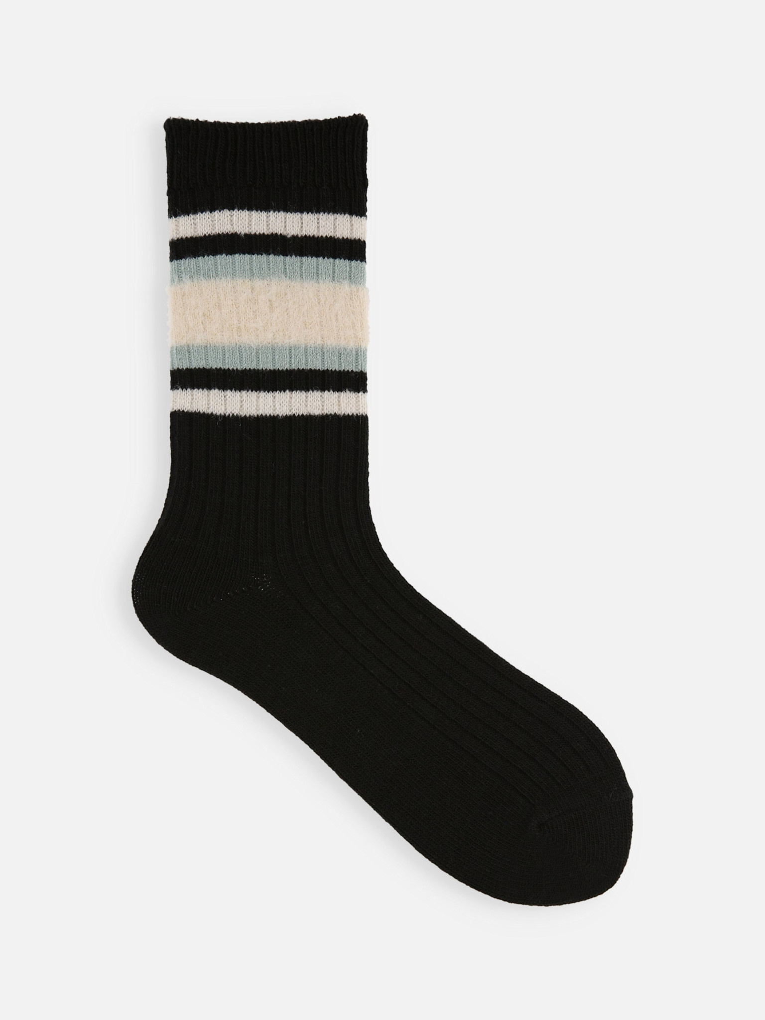 Tweekleurige, pluizige gestreepte sokken