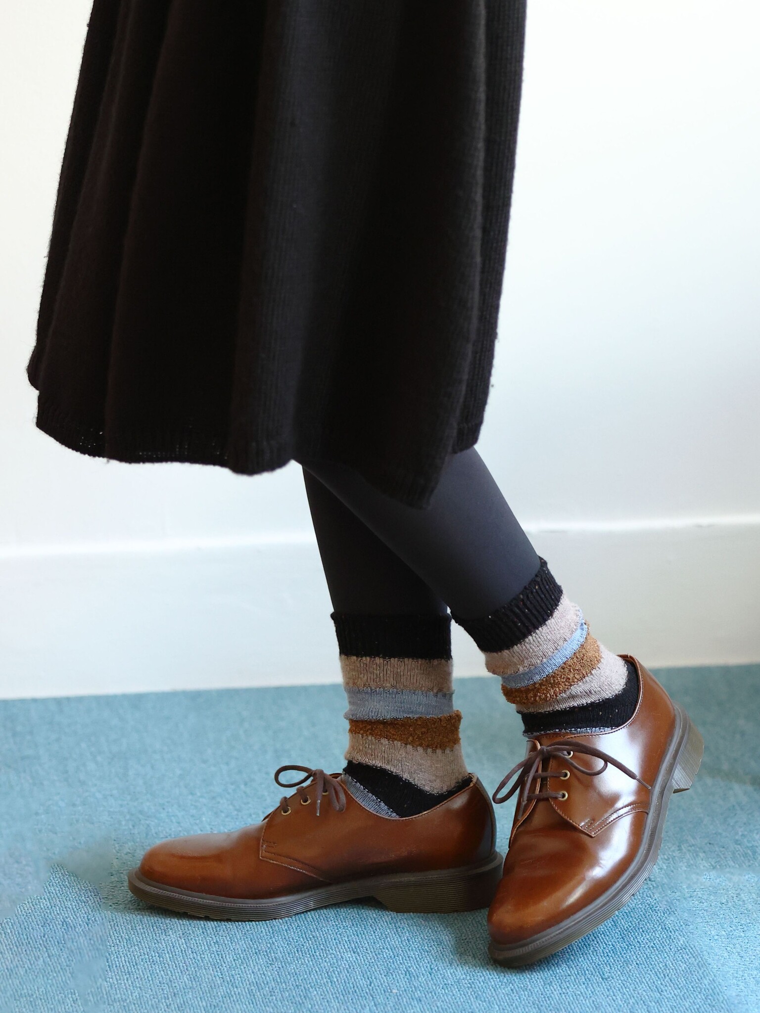 Gestreepte lage sokken van gemengd wolgaren