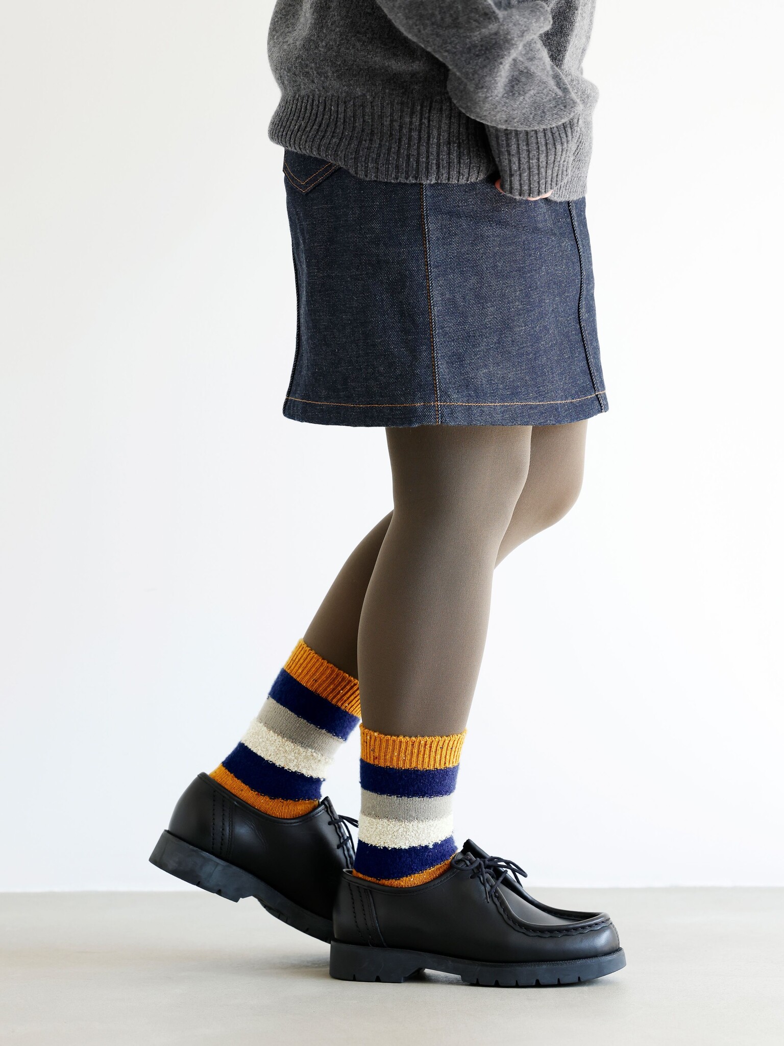 Gestreepte lage sokken van gemengd wolgaren