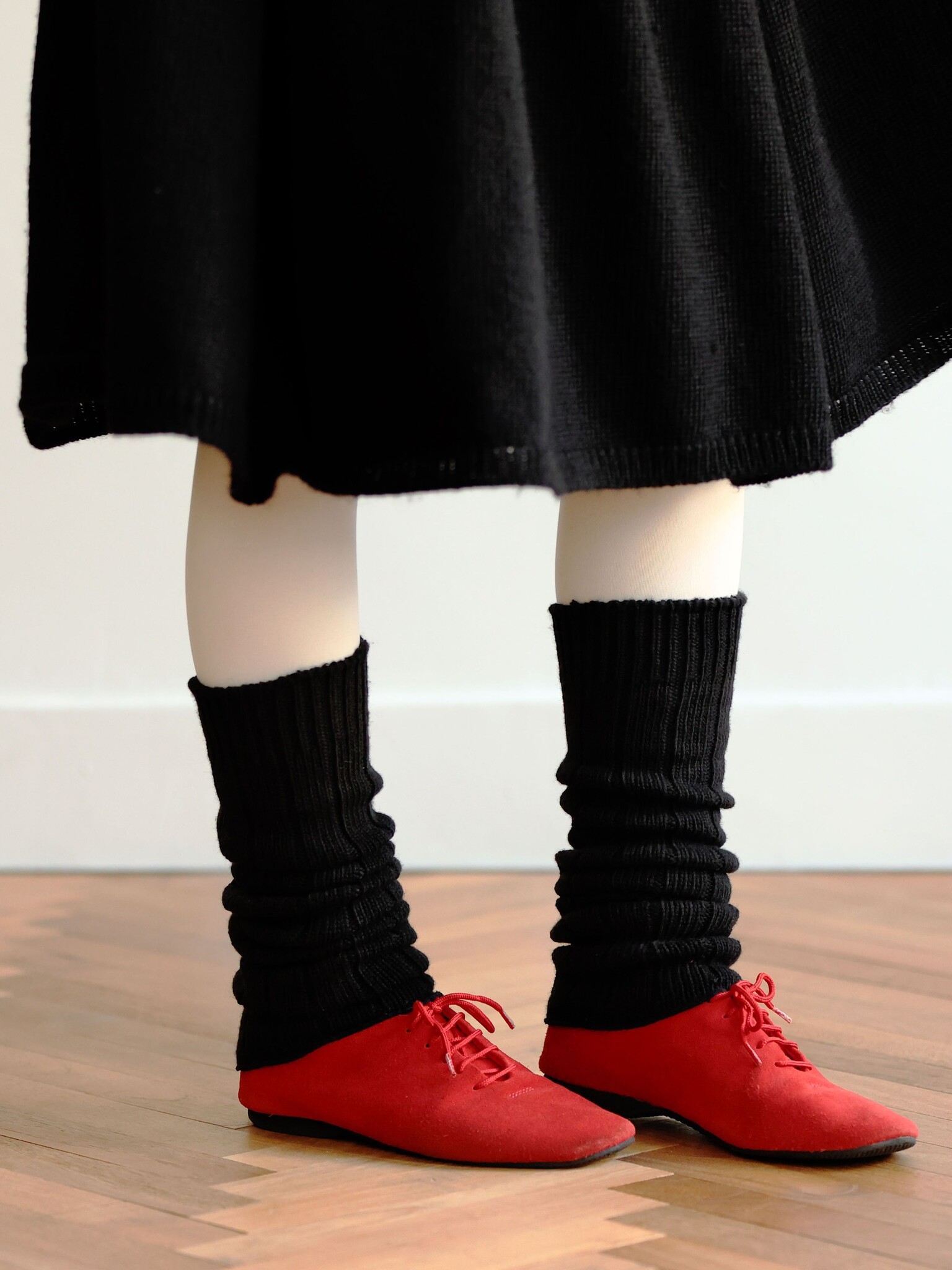 Aquecedores de perna largos canelados 45 cm