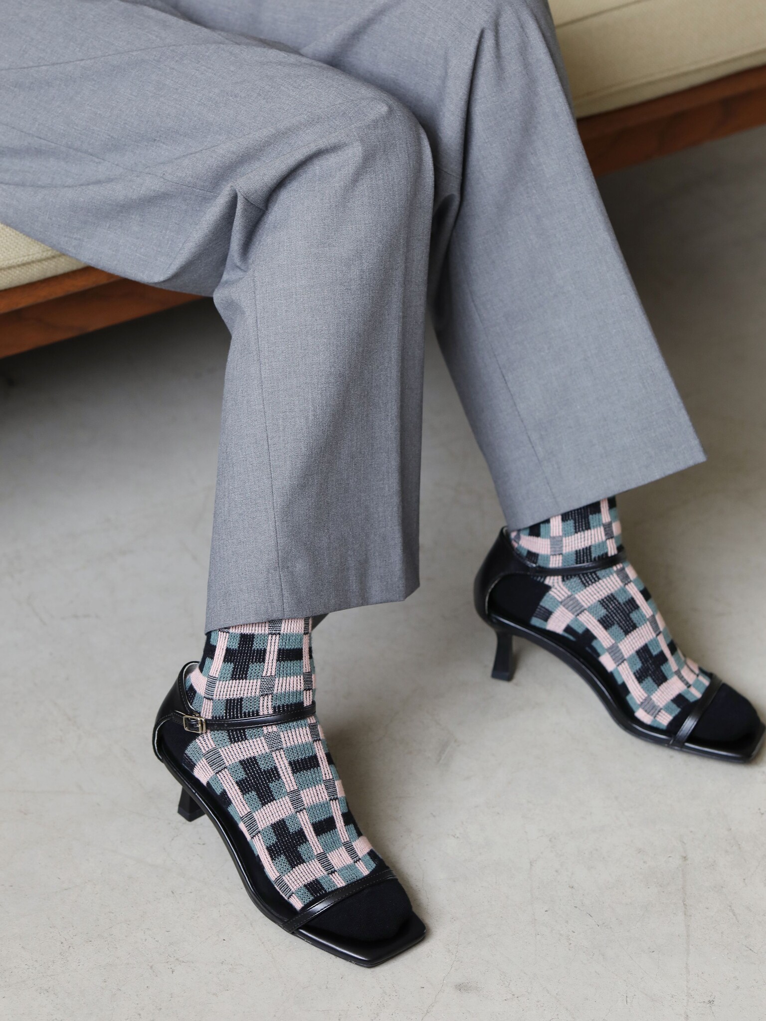 Wolmix moderne geruite sokken