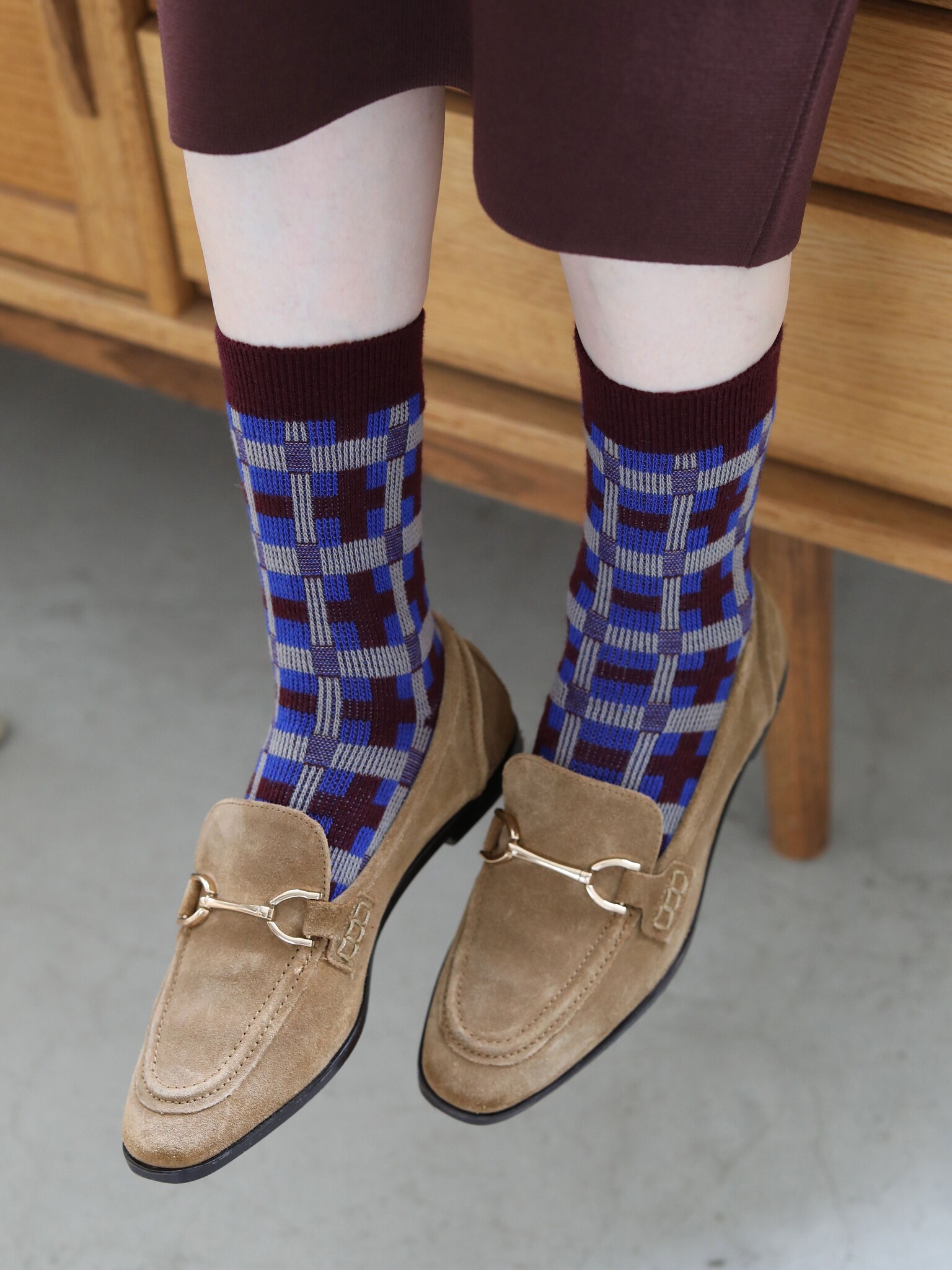 Wolmix moderne geruite sokken