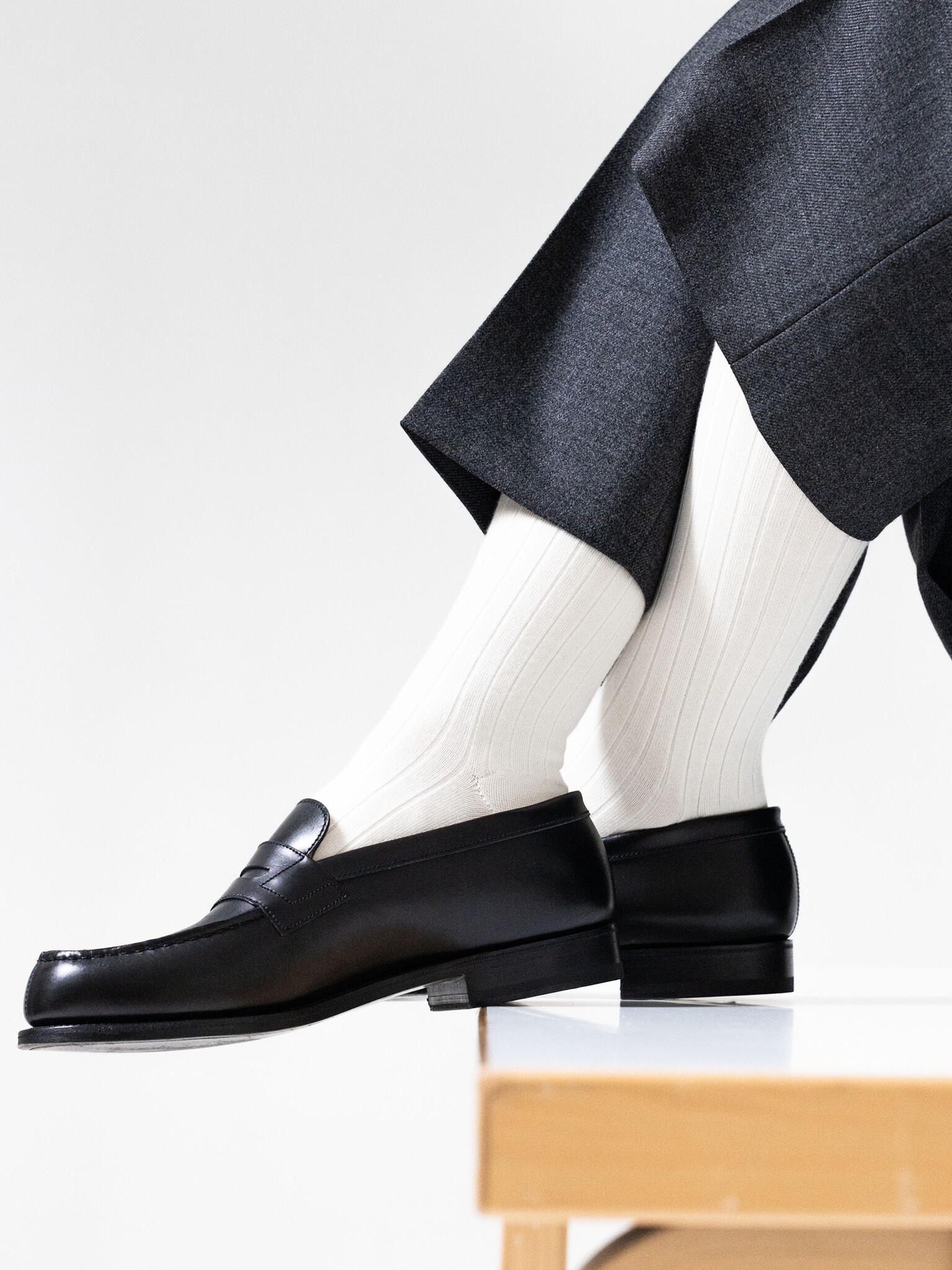 Mi-chaussette laine Mérinos Super 120's côtes M