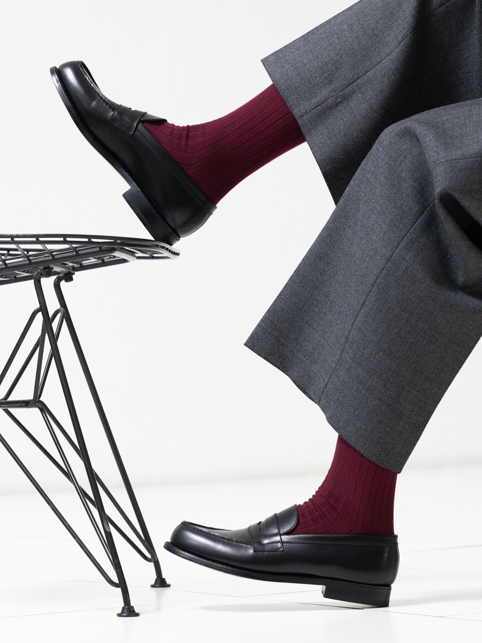 Mi-chaussette laine Mérinos Super 120's côtes M