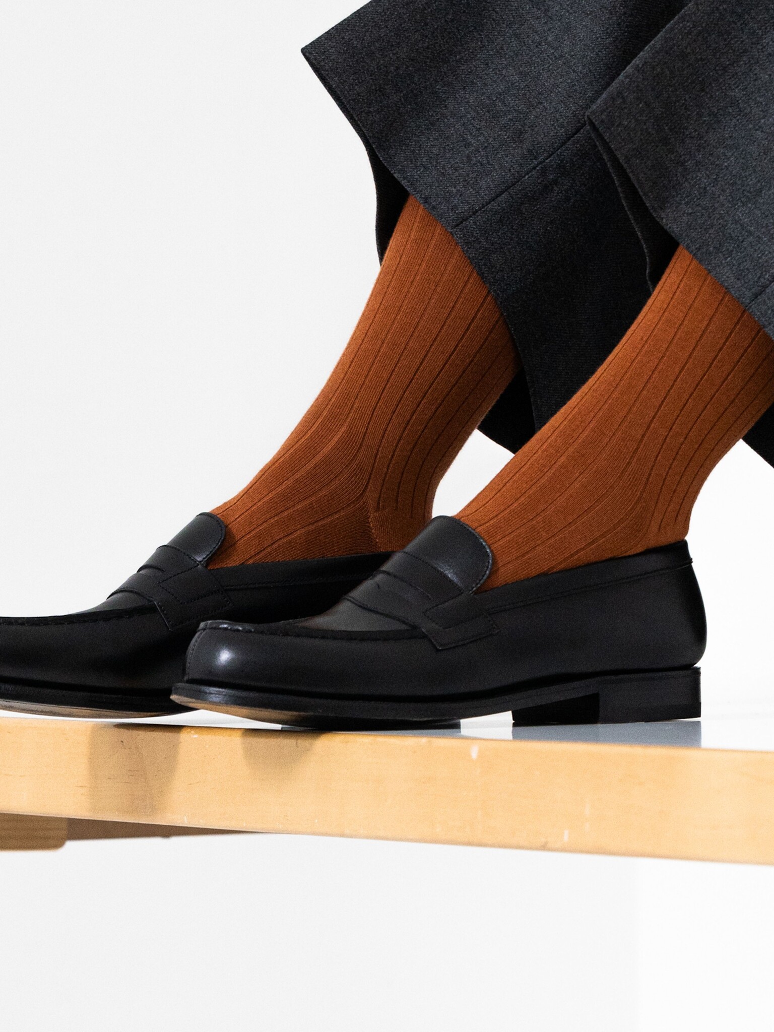 Mi-chaussette laine Mérinos Super 120's côtes M