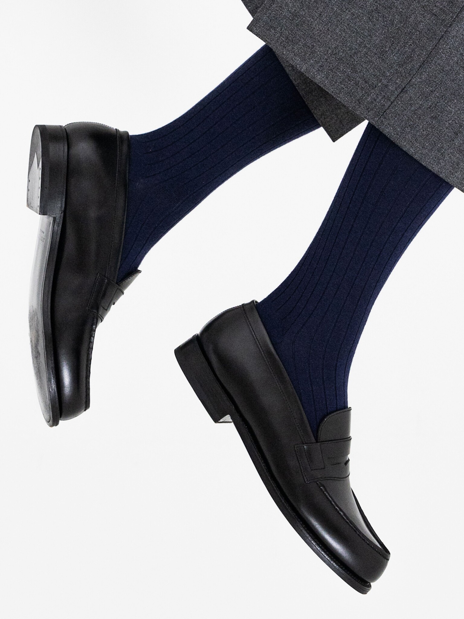 Mi-chaussette laine Mérinos Super 120's côtes M