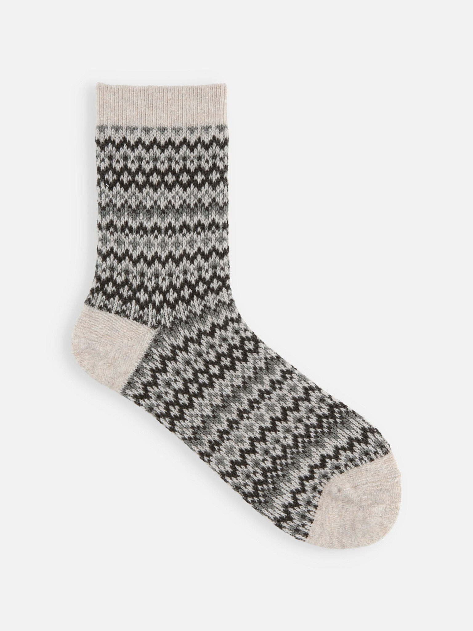 Wool Fair Isle Low Crew Socks