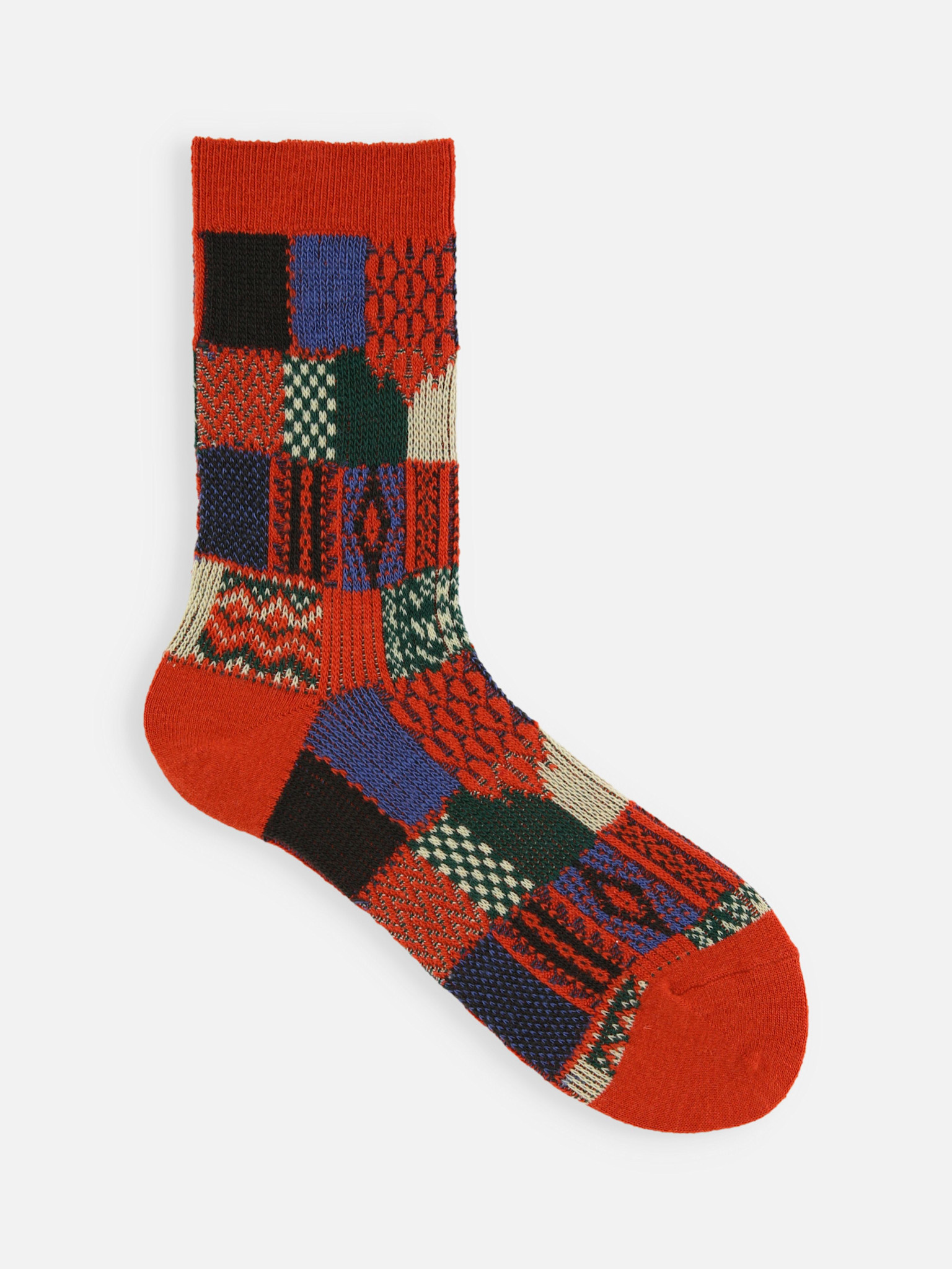 Mi-chaussette laine jacquard Patchwork