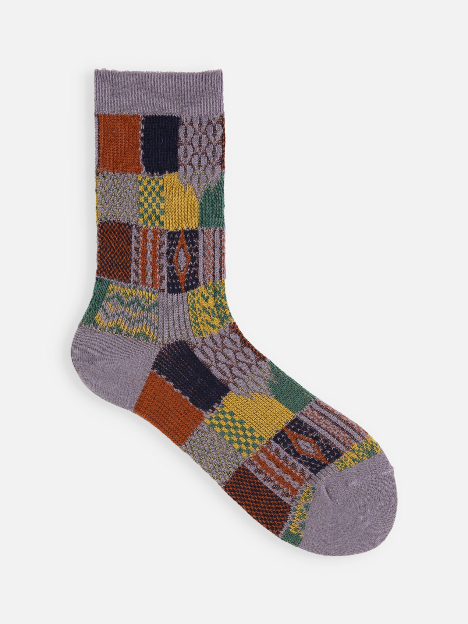 Mi-chaussette laine jacquard Patchwork