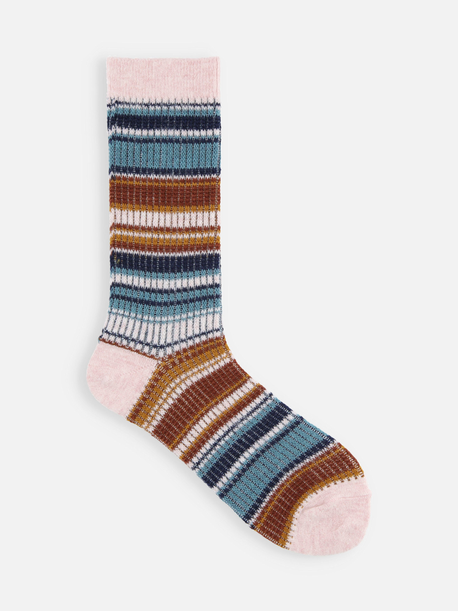 Meias de cano médio em mistura de lã merino com listras jacquard.