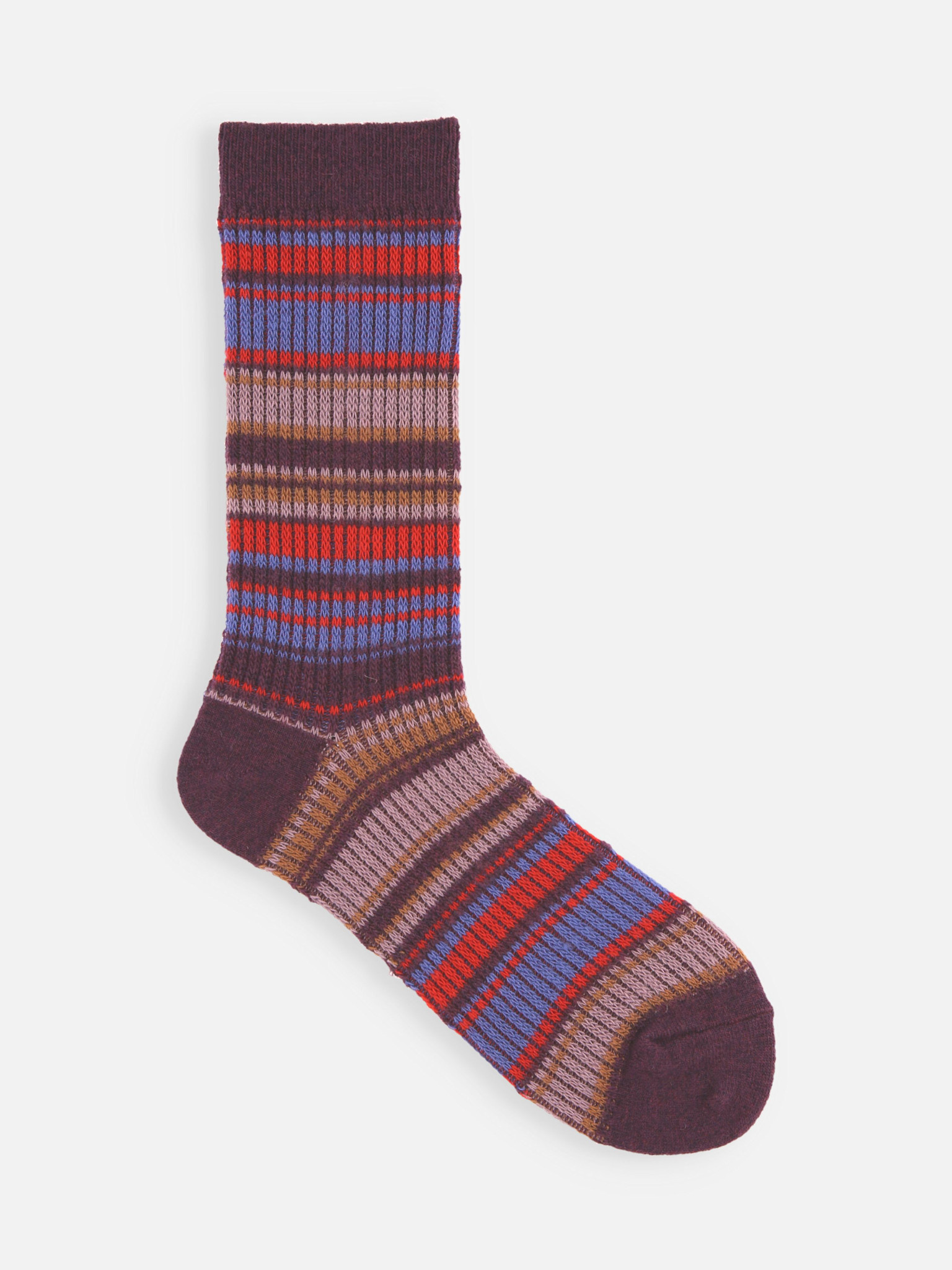 Meias de cano médio em mistura de lã merino com listras jacquard.