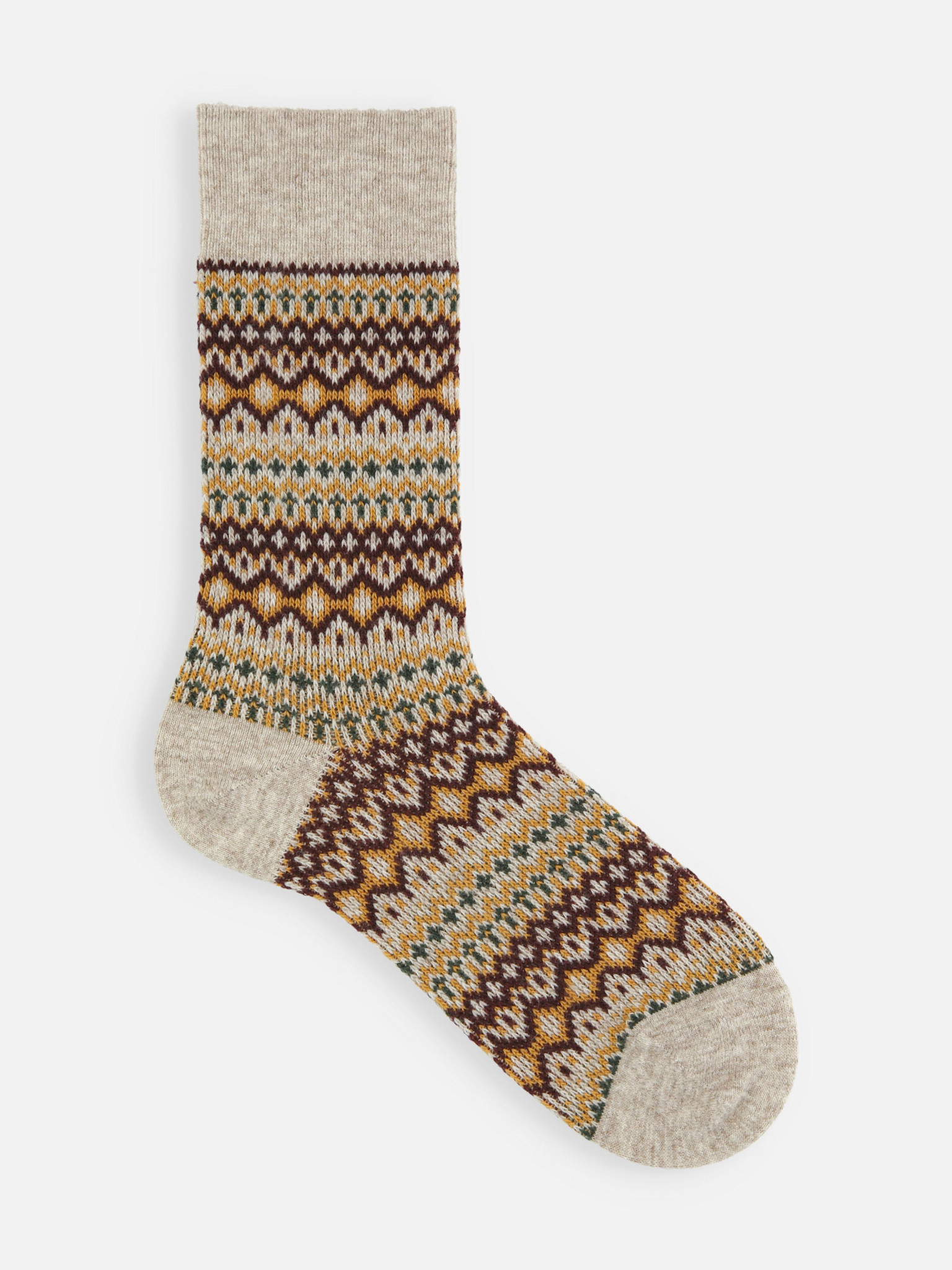 Calzini lunghi fino al ginocchio in lana jacquard Fair Isle, taglia media