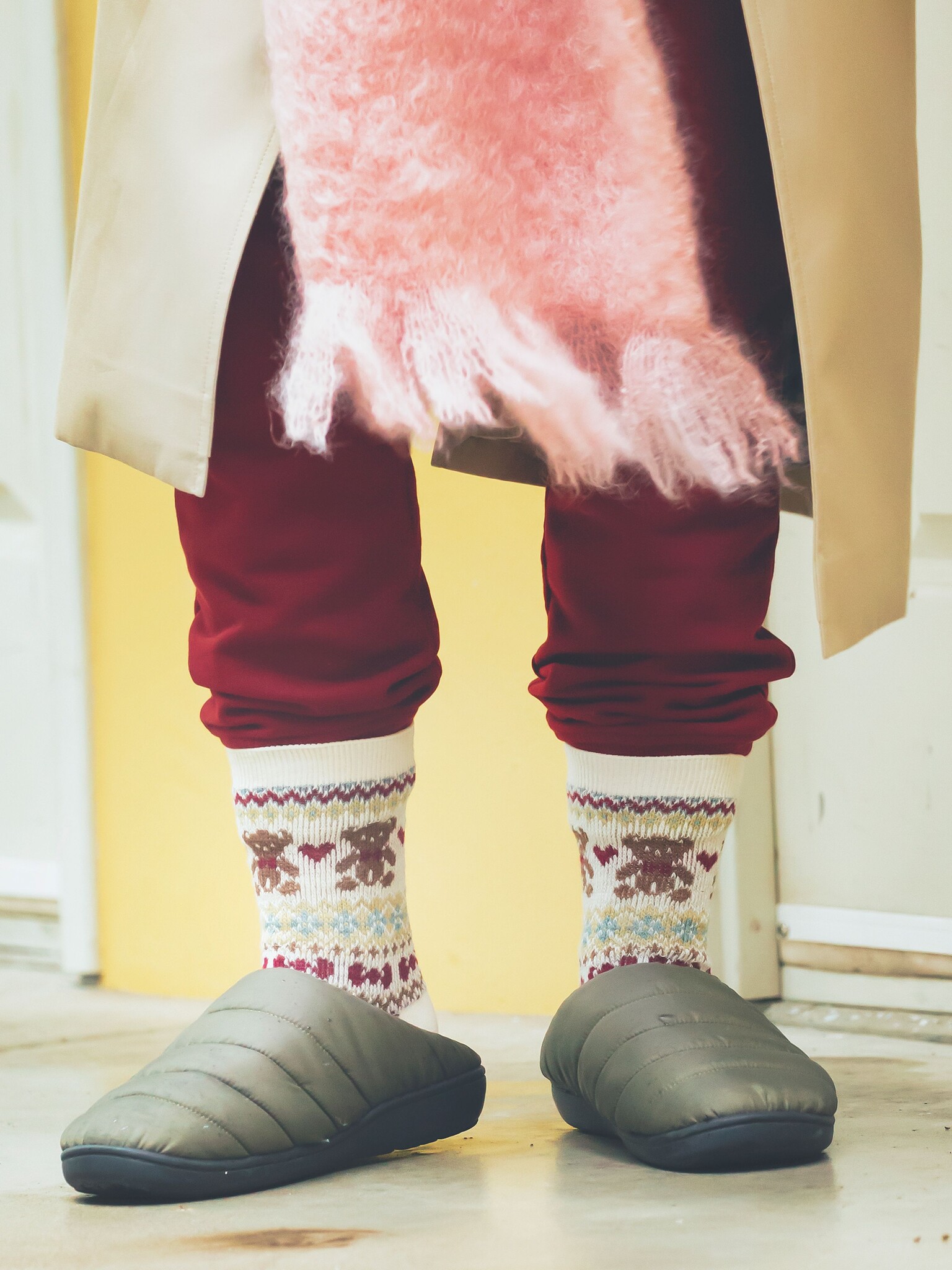 Wolmix Jacquard Bear Crew Sokken