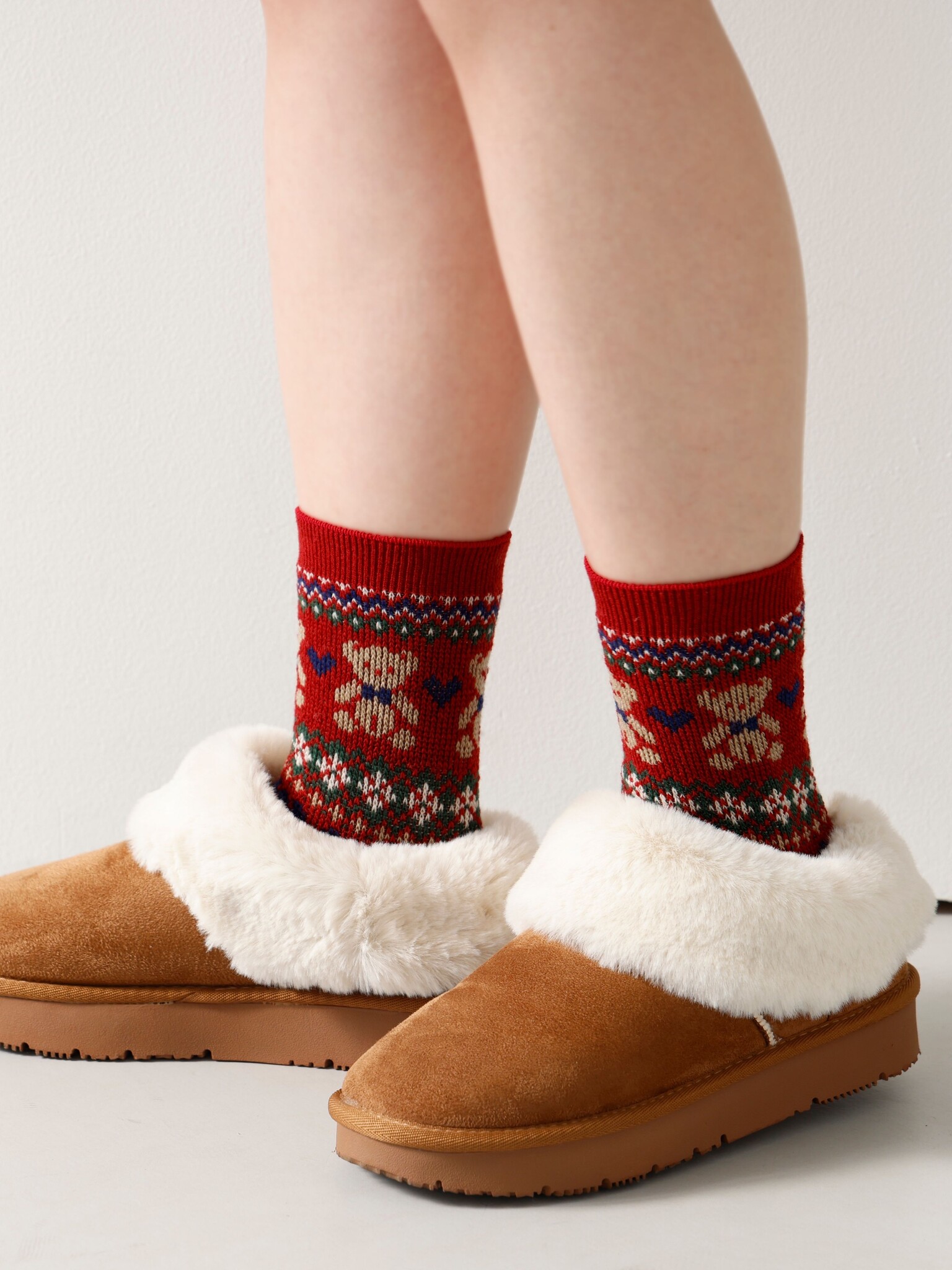 Wolmix Jacquard Bear Crew Sokken