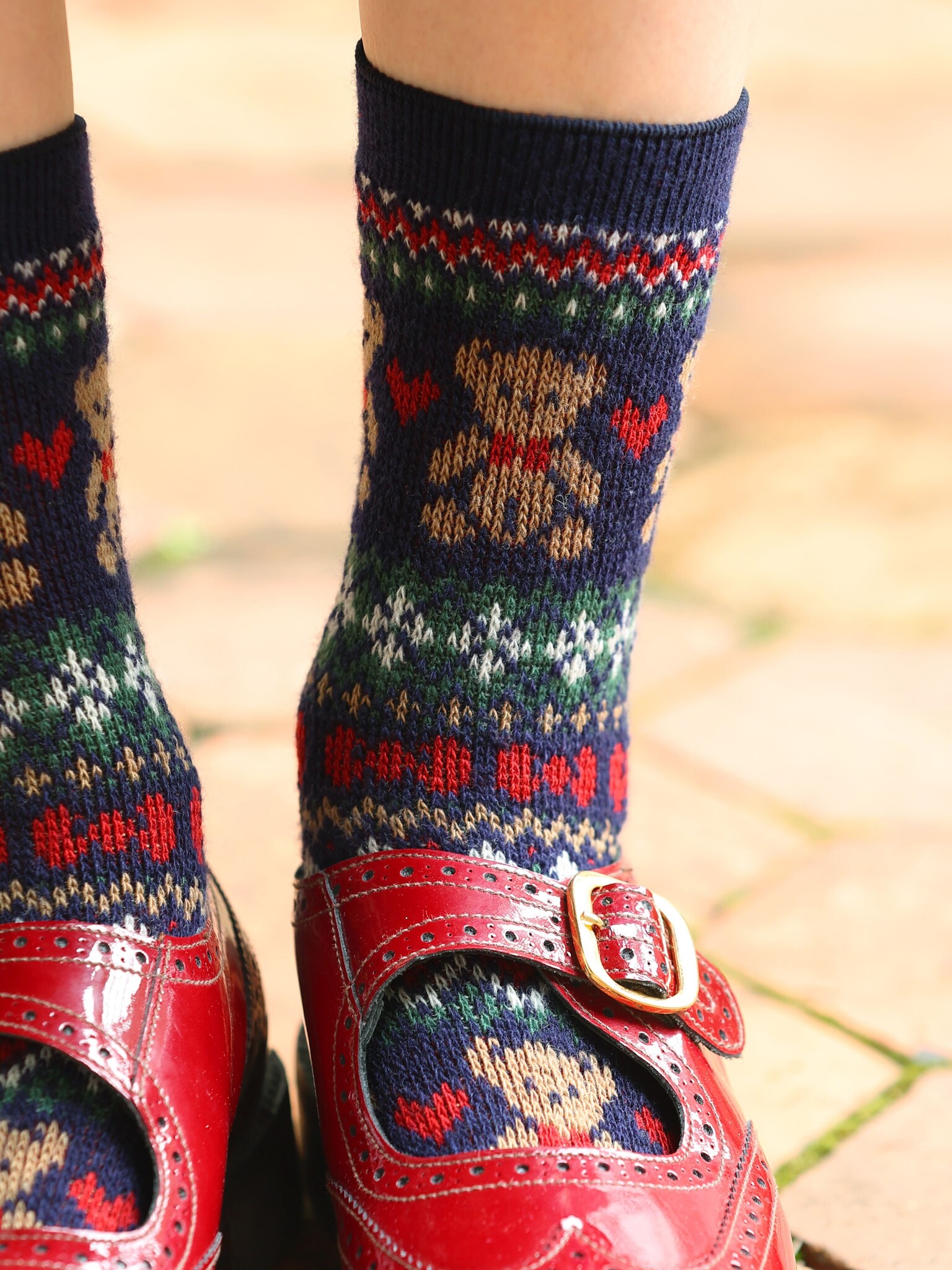 Wolmix Jacquard Bear Crew Sokken