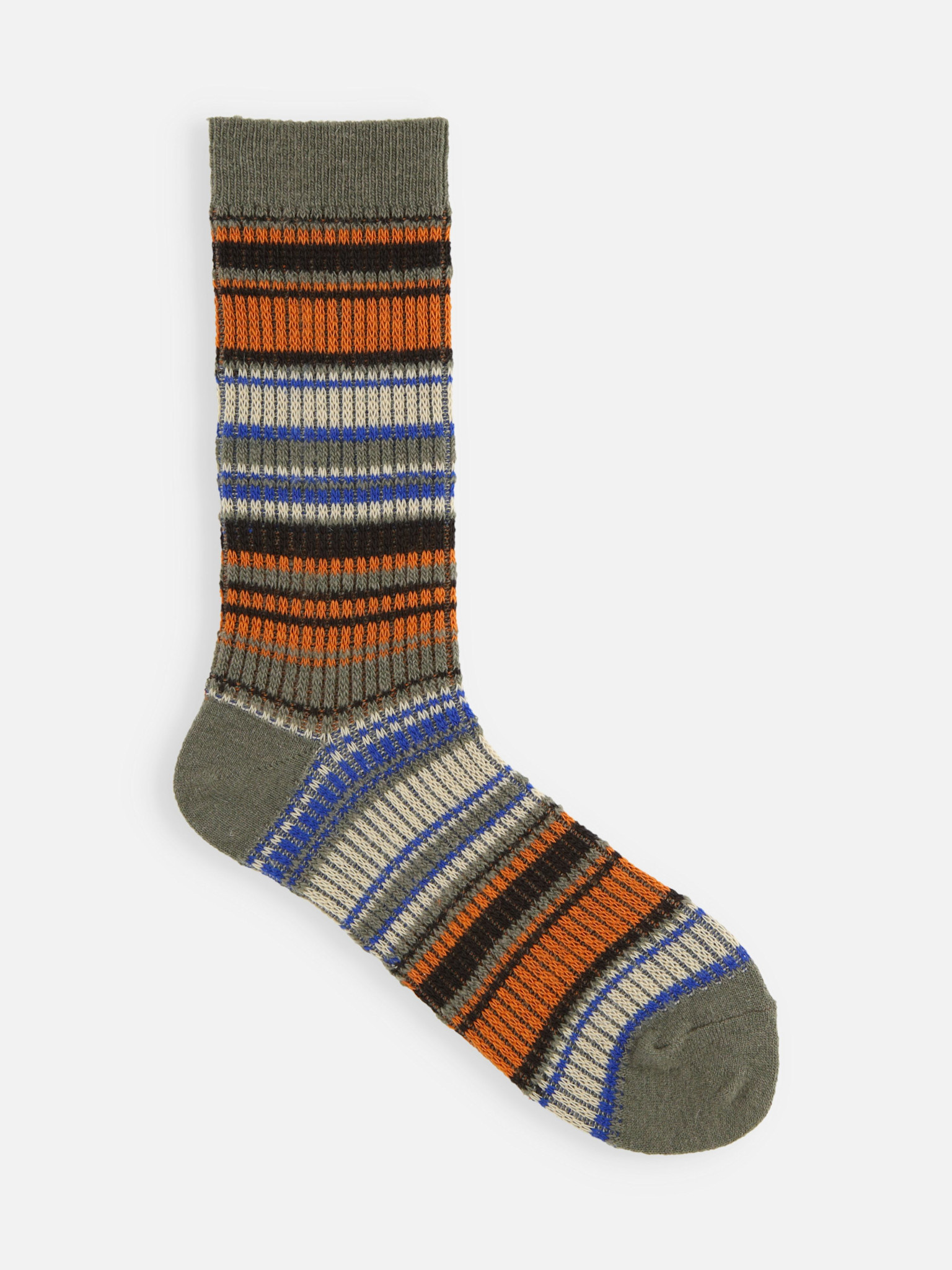 Meias de cano médio em mistura de lã merino com listras jacquard.